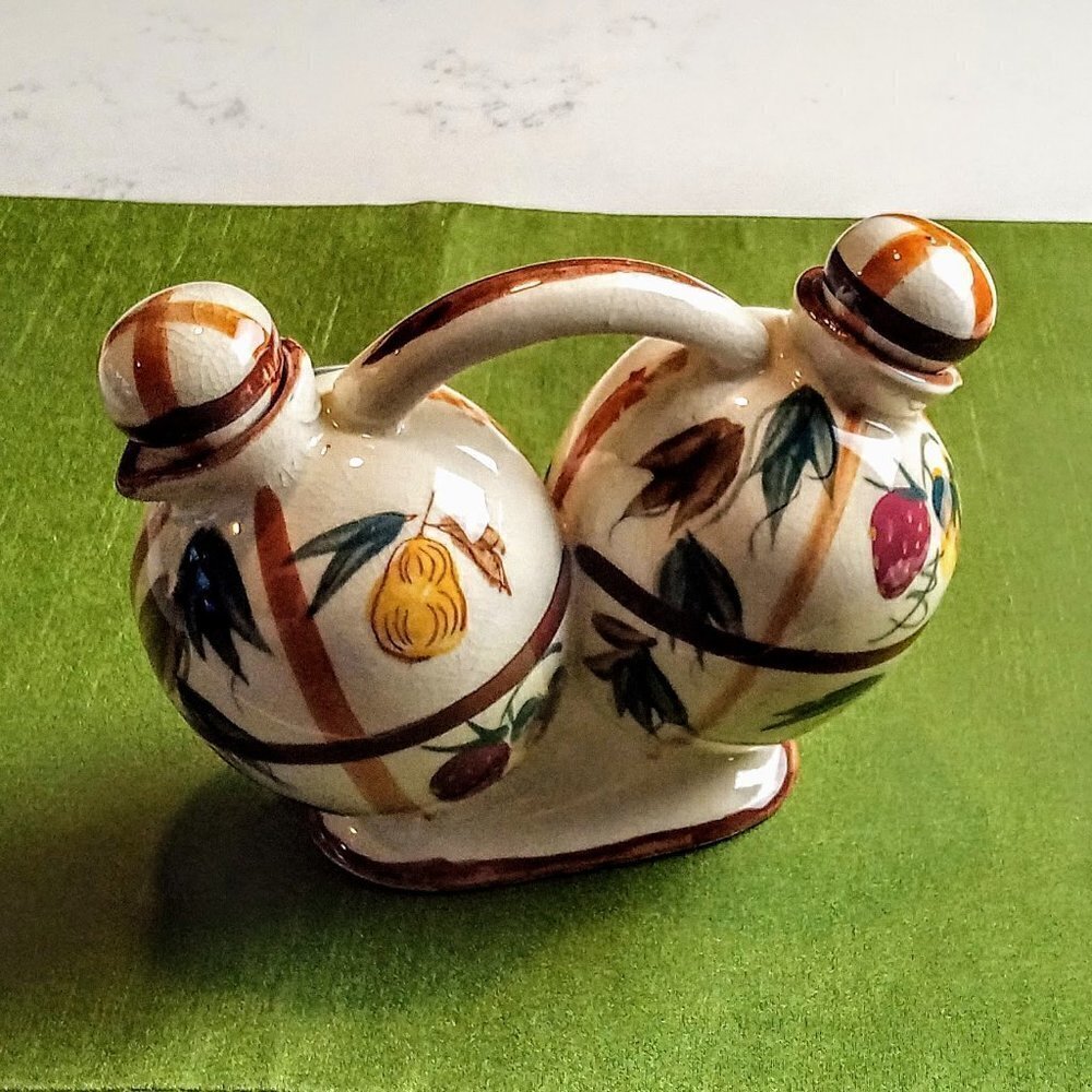 Nasco Hand-Painted Oil & Vinegar Ceramic Jar Duo